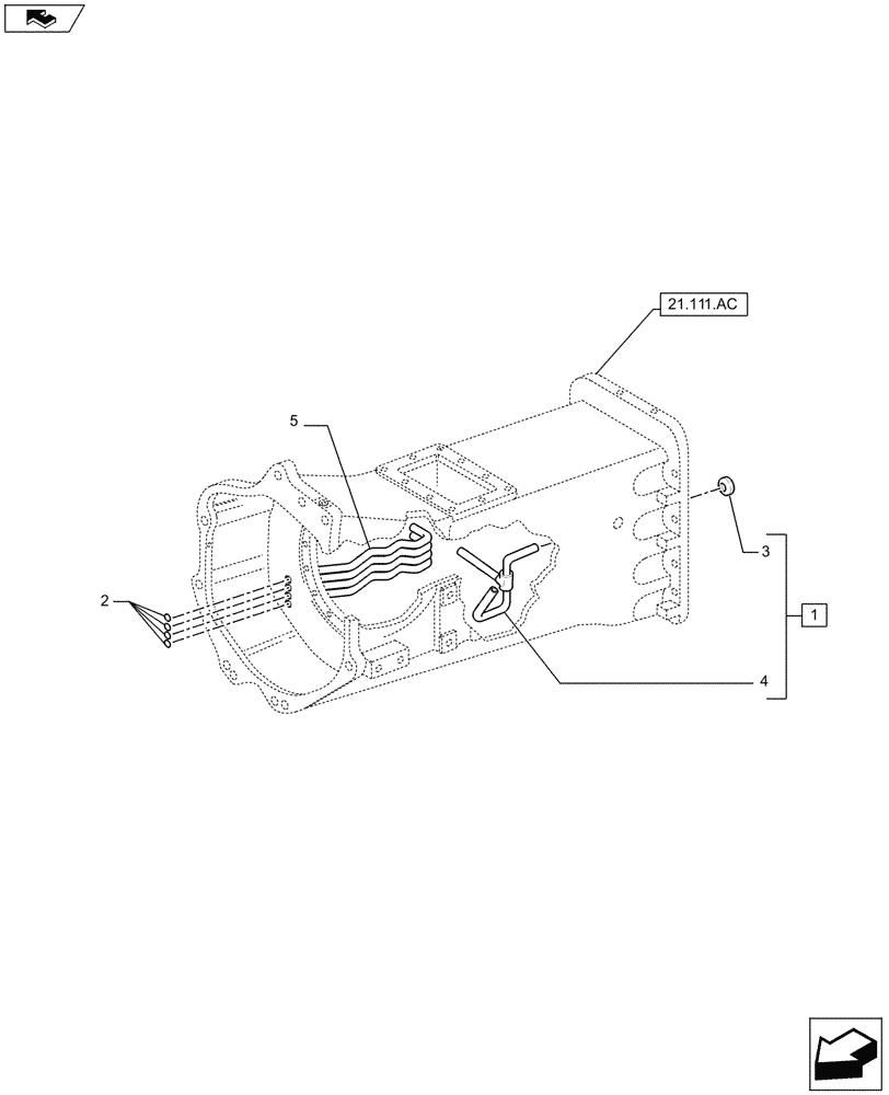 Схема запчастей Case IH MAXXUM 140 - (21.103.AN) - VAR - 330283 - TRANSMISSION 16X16 AND 17X16 (40 KM/H), SPS - LUBRICATION LINE - PIPES (21) - TRANSMISSION