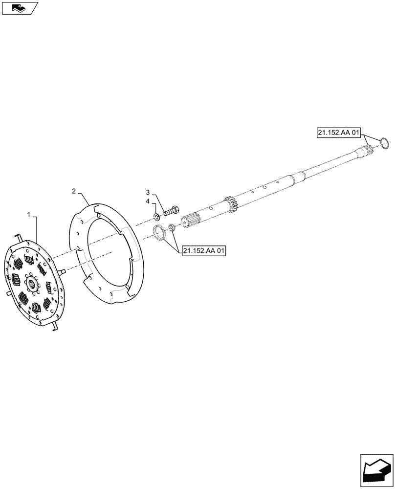 Схема запчастей Case IH MAXXUM 140 - (21.152.AA[10]) - STD + VAR - 330247, 743766, 330291, 743764 - TRANSMISSION 16X16 AND 17X16 (40 KM/H), SPS - TORSIONAL DAMPER (21) - TRANSMISSION