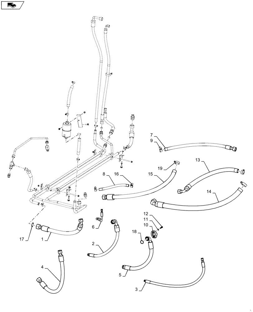 Схема запчастей Case IH 6130 - (35.300.BC [03]) - HYDRAULIC SYSTEM, ENGINE, HOSE (35) - HYDRAULIC SYSTEMS