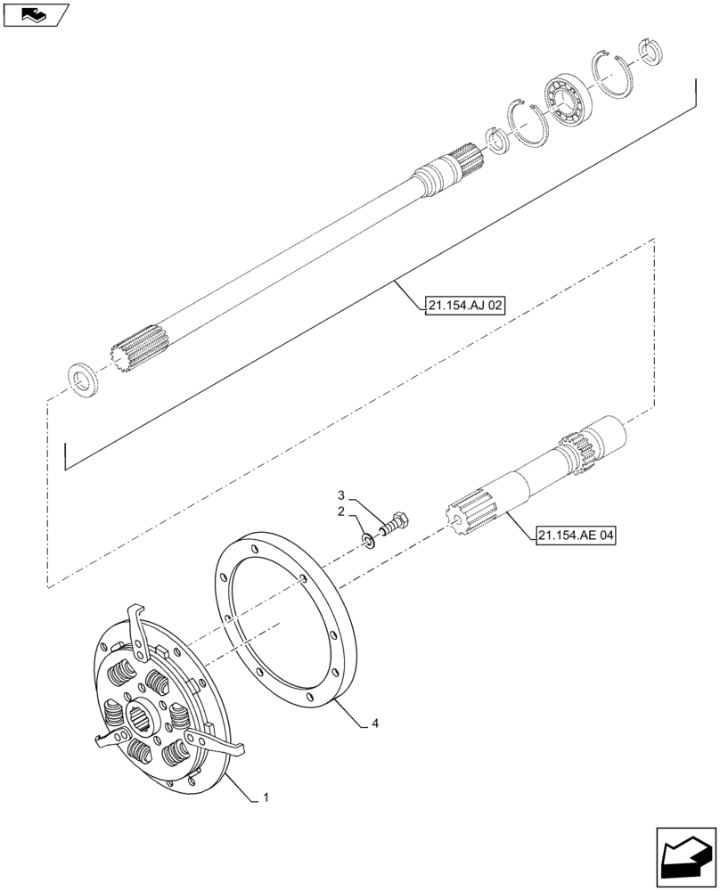 Схема запчастей Case IH MAXXUM 140 - (21.154.AJ[04]) - STD + VAR - 330247, 743766, 330291, 743764, 335245, 743673 - TRANSMISSION 16X16 / 17X16 / 24X24 (35-40-50KM/H) - TORSIONAL DAMPER (21) - TRANSMISSION