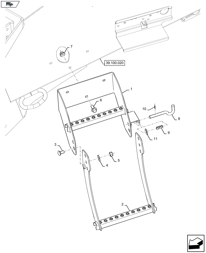 Схема запчастей Case IH LB324P - (39.110.070) - HITCH STEP (39) - FRAMES AND BALLASTING