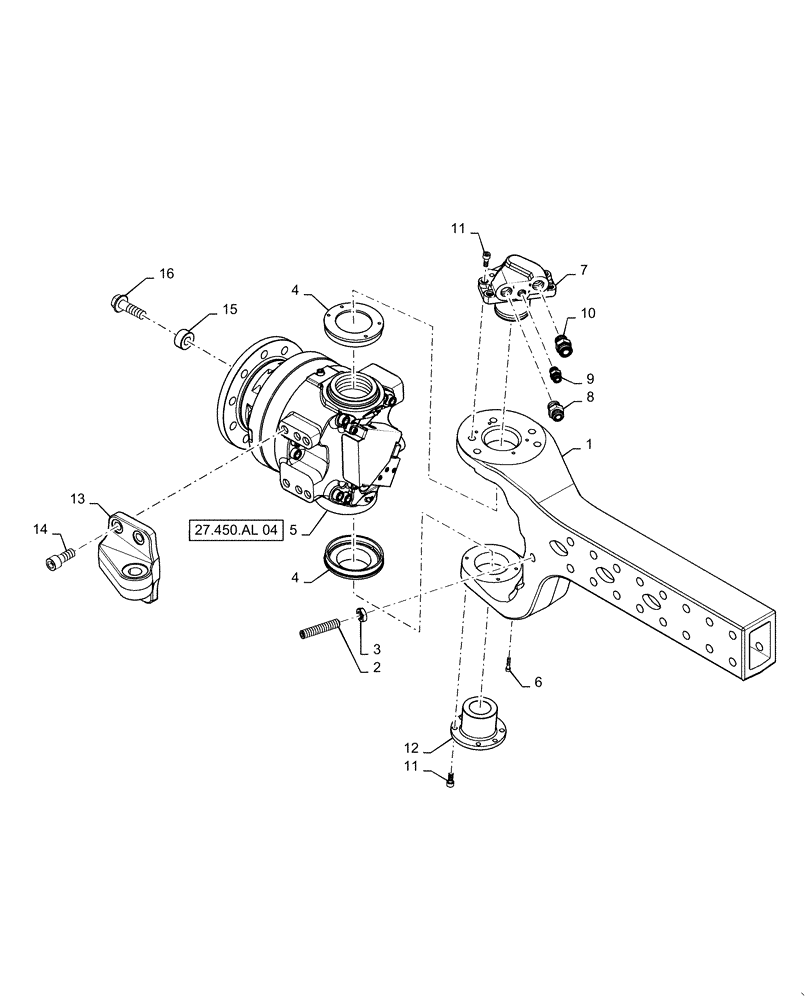 Схема запчастей Case IH 6130 - (27.450.AJ[04]) - AXLE EXTENSION, RH, 2-SPEED (27) - REAR AXLE SYSTEM