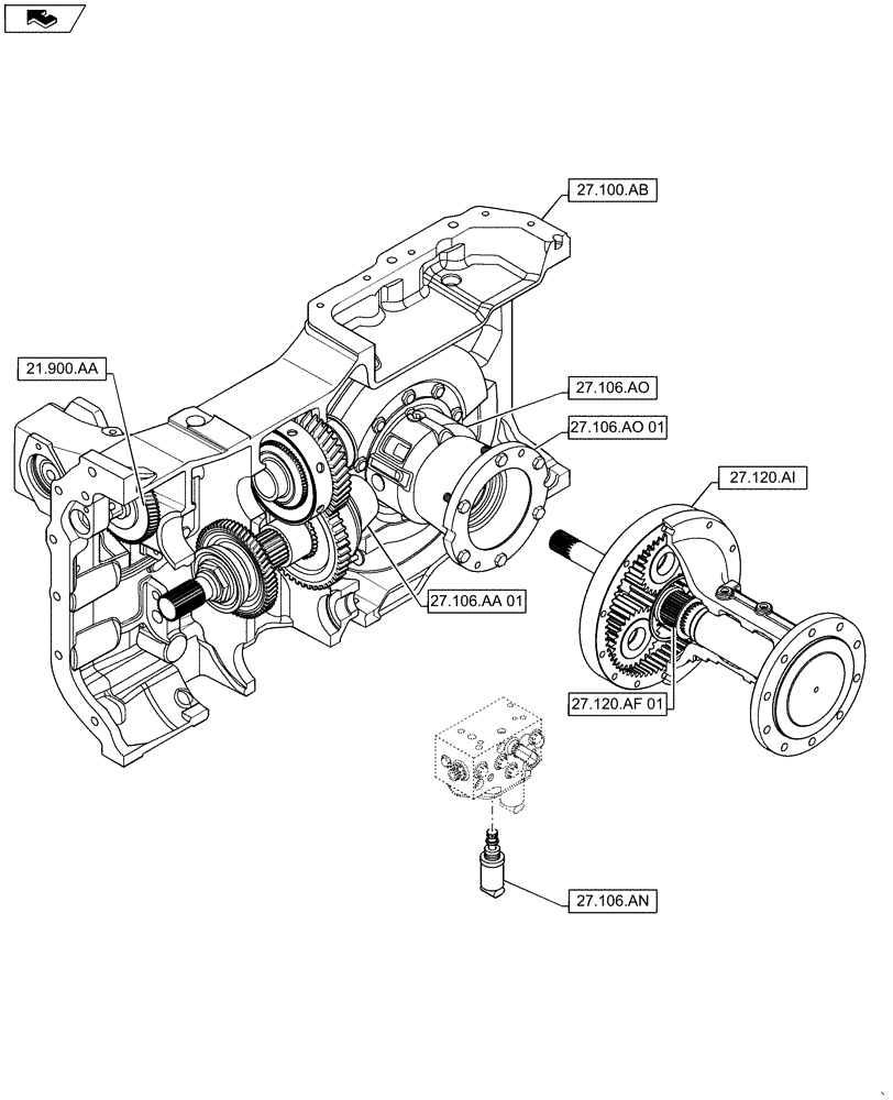 Схема запчастей Case IH MAXXUM 140 - (27.000.00) - SECTION INDEX - REAR DRIVE AXLE (27) - REAR AXLE SYSTEM