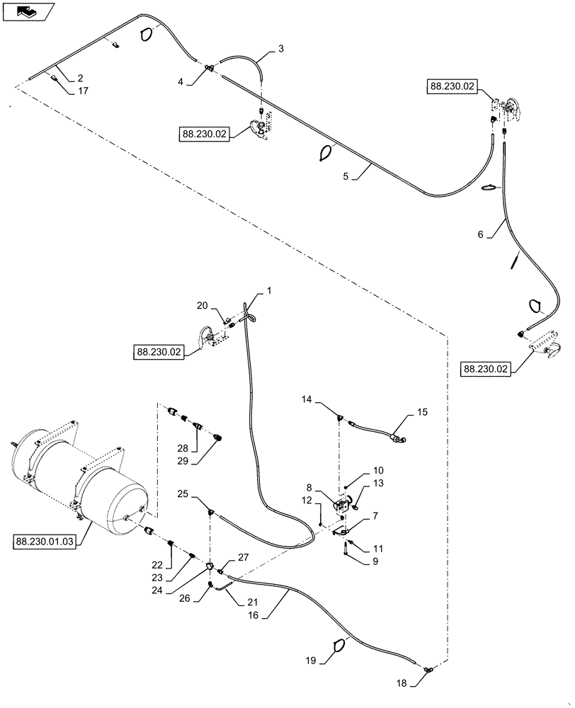 Схема запчастей Case IH 6130 - (10.450.AE[03]) - AIR COMPRESSOR INSTALLATION- 61/7130 CURSOR 9 (10) - ENGINE
