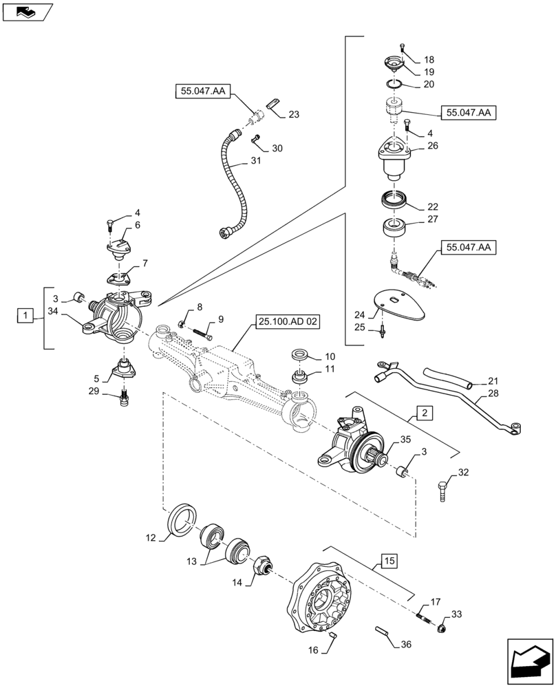 Схема запчастей Case IH MAXXUM 110 - (25.108.AG[08]) - VAR - 330409 - CL.3 FRONT AXLE - STEERING KNUCKLE - SENSOR - HUB (25) - FRONT AXLE SYSTEM