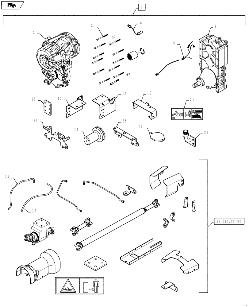 Схема запчастей Case IH STEIGER 500 - (88.014.02[01]) - DIA KIT - PTO (EUROPE) (88) - ACCESSORIES