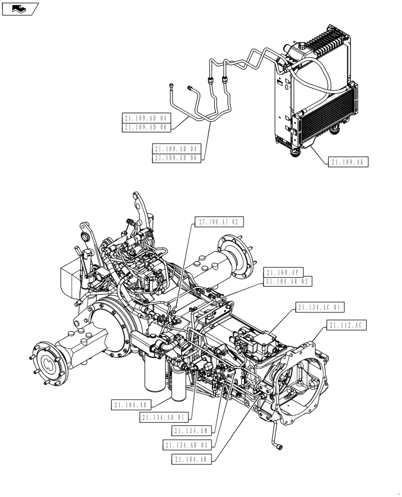 Схема запчастей Case IH MAXXUM 110 - (21.000.00[01]) - SECTION INDEX - TRANSMISSION (21) - TRANSMISSION