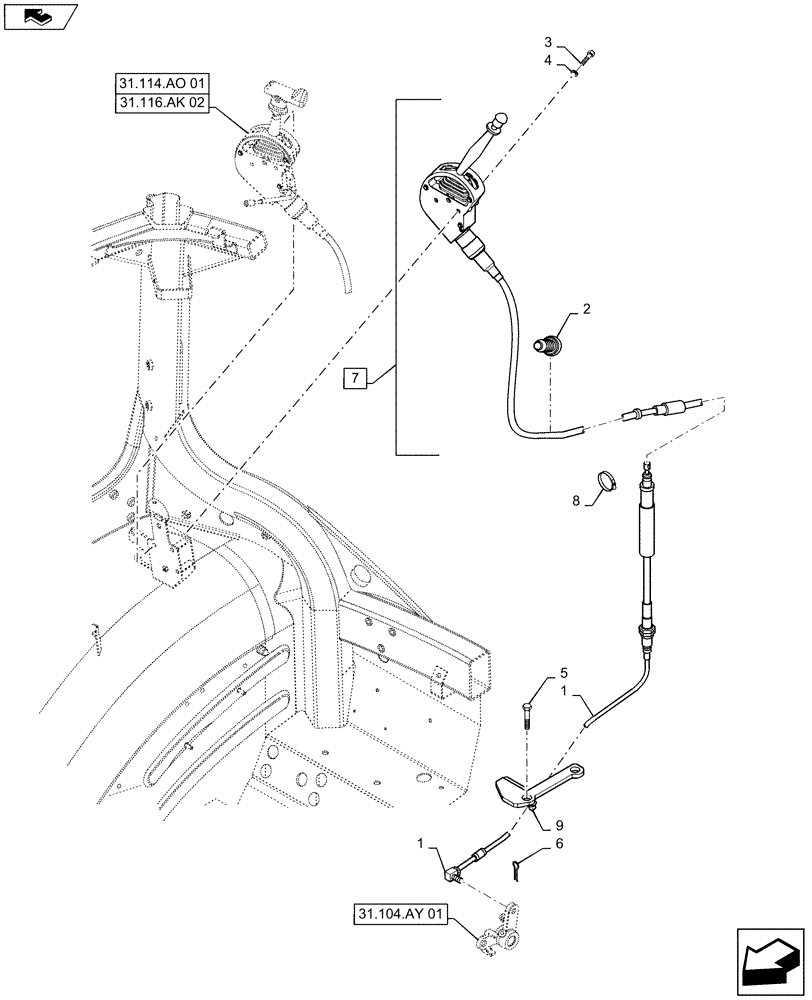 Схема запчастей Case IH MAXXUM 110 - (31.104.AA) - VAR - 331802, 332802, 743679 - POWER TAKE-OFF WITH GROUND SPEED - GROUND SPEED CONTROL (31) - IMPLEMENT POWER TAKE OFF