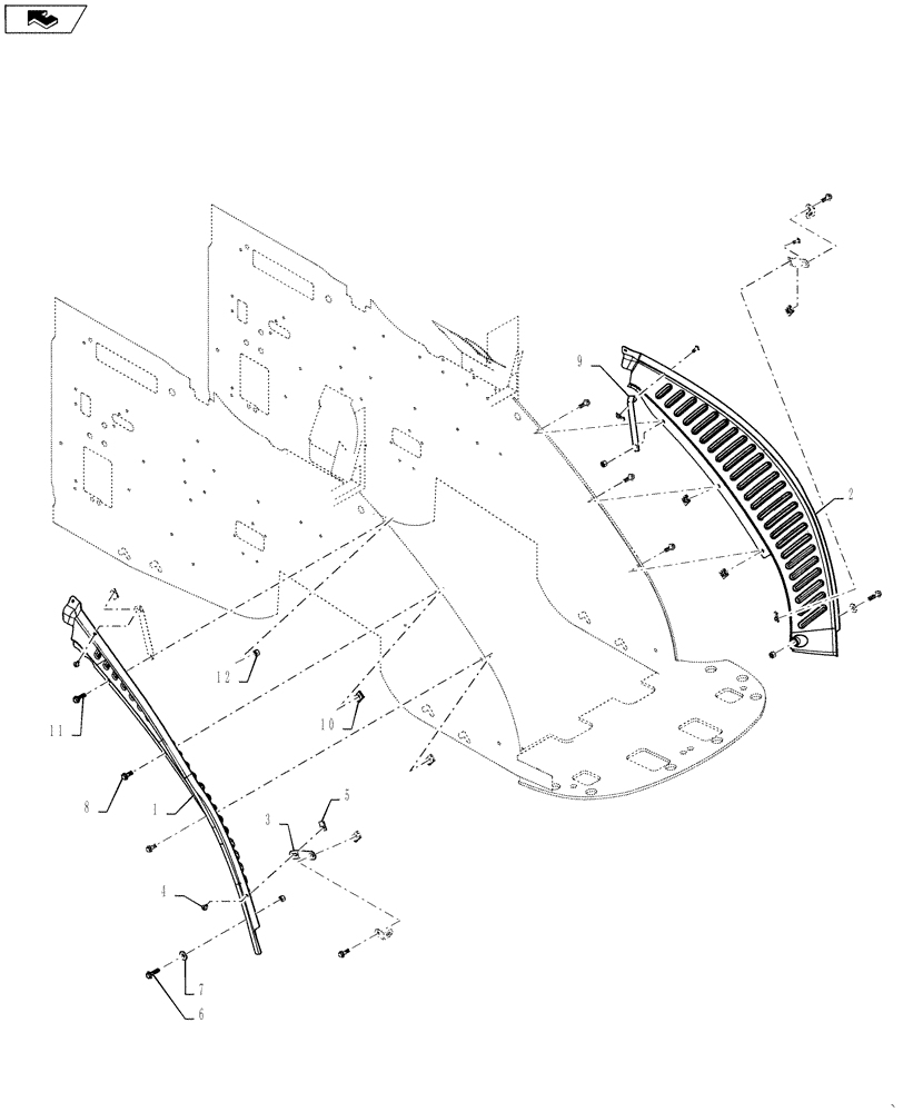 Схема запчастей Case IH STEIGER 600 - (90.100.03[01]) - ENGINE DEBRIS SCREENS (90) - PLATFORM, CAB, BODYWORK AND DECALS
