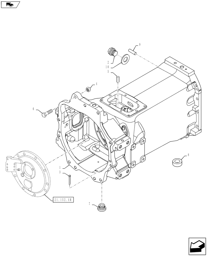 Схема запчастей Case IH MAXXUM 115 - (21.111.AC) - TRANSMISSION 16X16 AND 17X16 (40 KM/H), SPS - GEARBOX HOUSING (21) - TRANSMISSION