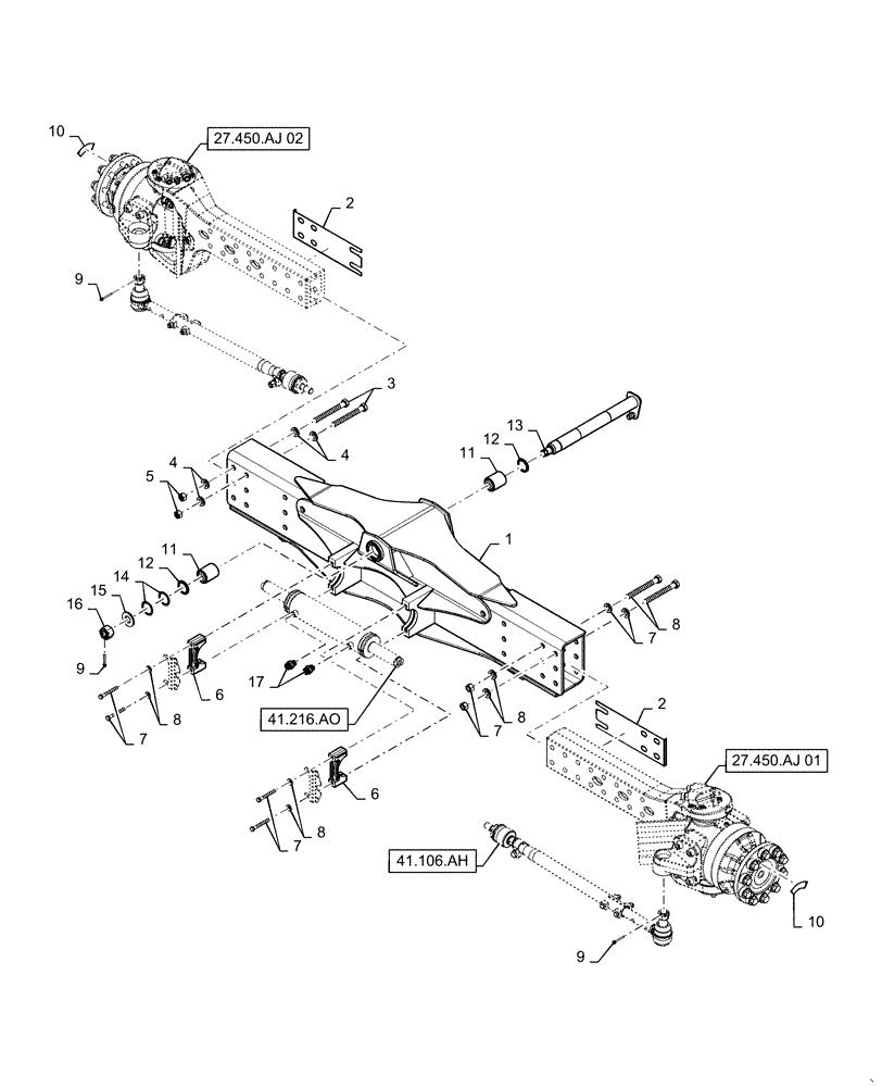 Схема запчастей Case IH 6130 - (27.450.AH[03]) - REAR AXLE ASSY, SINGLE SPEED, EU (27) - REAR AXLE SYSTEM