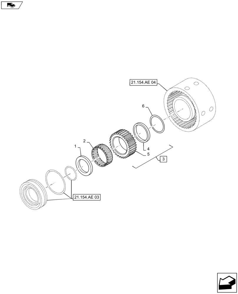 Схема запчастей Case IH MAXXUM 140 - (21.154.AE[02]) - TRANSMISSION 24X24 (40KM/H) HI-LO - REVERSER GEARS (21) - TRANSMISSION