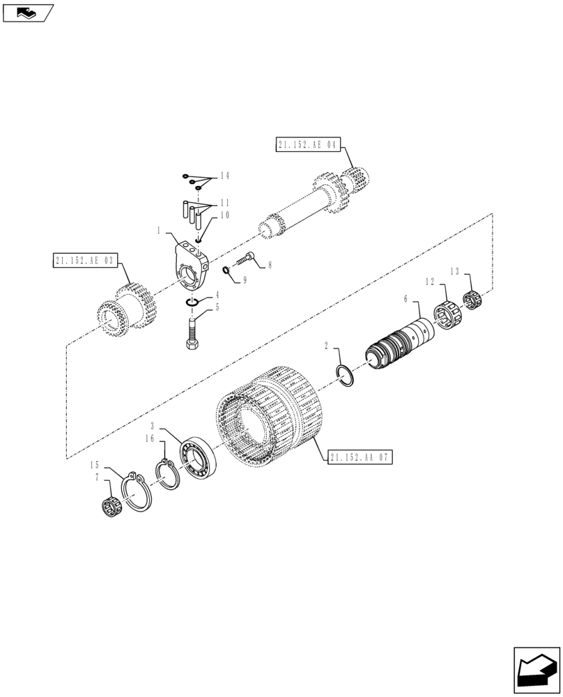 Схема запчастей Case IH MAXXUM 140 - (21.152.AA[08]) - VAR - 330283 - TRANSMISSION 16X16 AND 17X16 (40 KM/H), SPS - SPEED ENGAGEMENT REAR CLUTCH - SUPPORT AND MANIFOLD (21) - TRANSMISSION