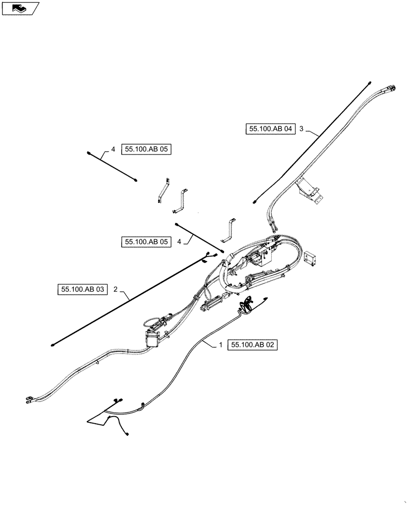 Схема запчастей Case IH 2330 - (55.100.AB[01]) - DELUXE AUGER WIRE HARNESS LAYOUT (55) - ELECTRICAL SYSTEMS
