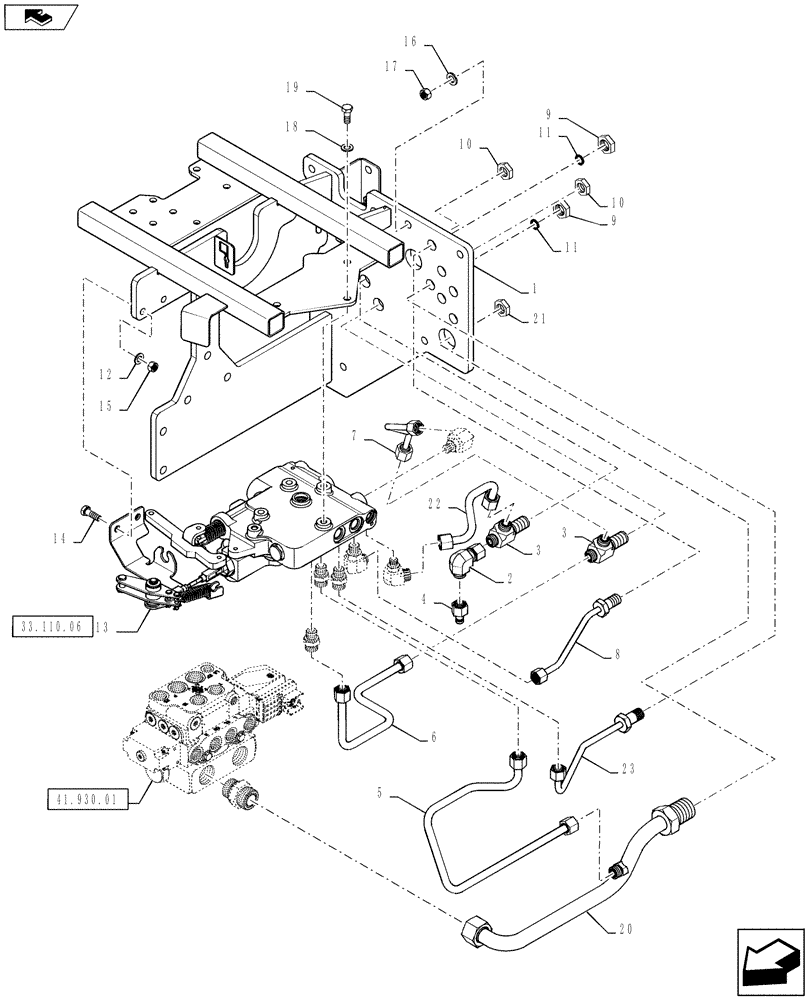 Схема запчастей Case IH STEIGER 400 - (33.110.02) - PARKING BRAKE - HYDRAULICS - WHEELED (EUROPE) (33) - BRAKES & CONTROLS