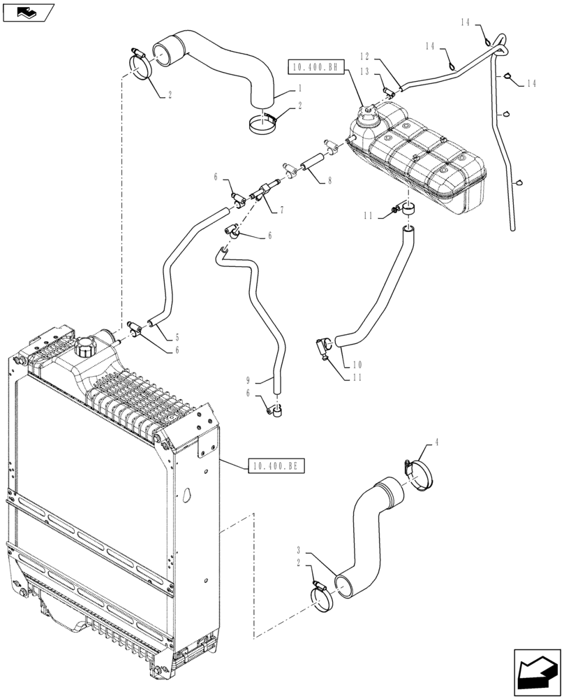Схема запчастей Case IH MAXXUM 120 - (10.400.AY[01]) - COOLING - RADIATOR HOSES (10) - ENGINE
