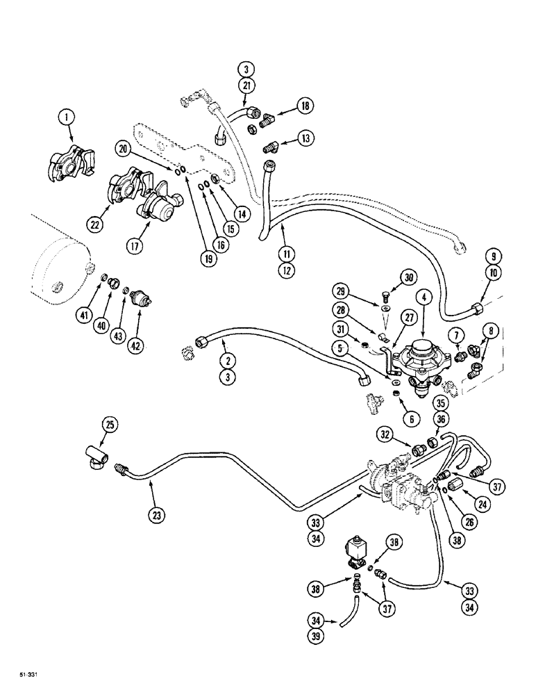 Схема запчастей Case IH 5150 - (7-34) - TRAILER BRAKE - PNEUMATIC COUPLINGS AND PIPES (07) - BRAKES