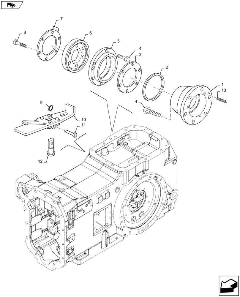 Схема запчастей Case IH MAXXUM 110 - (27.106.AM[01]) - DIFFERENTIAL GEARS WITH HYDRAULIC LOCK - DIFFERENTIAL SUPPORT (27) - REAR AXLE SYSTEM