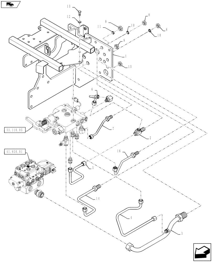 Схема запчастей Case IH STEIGER 400 - (33.110.01) - PARKING BRAKE - HYDR LINES - N.A. (33) - BRAKES & CONTROLS
