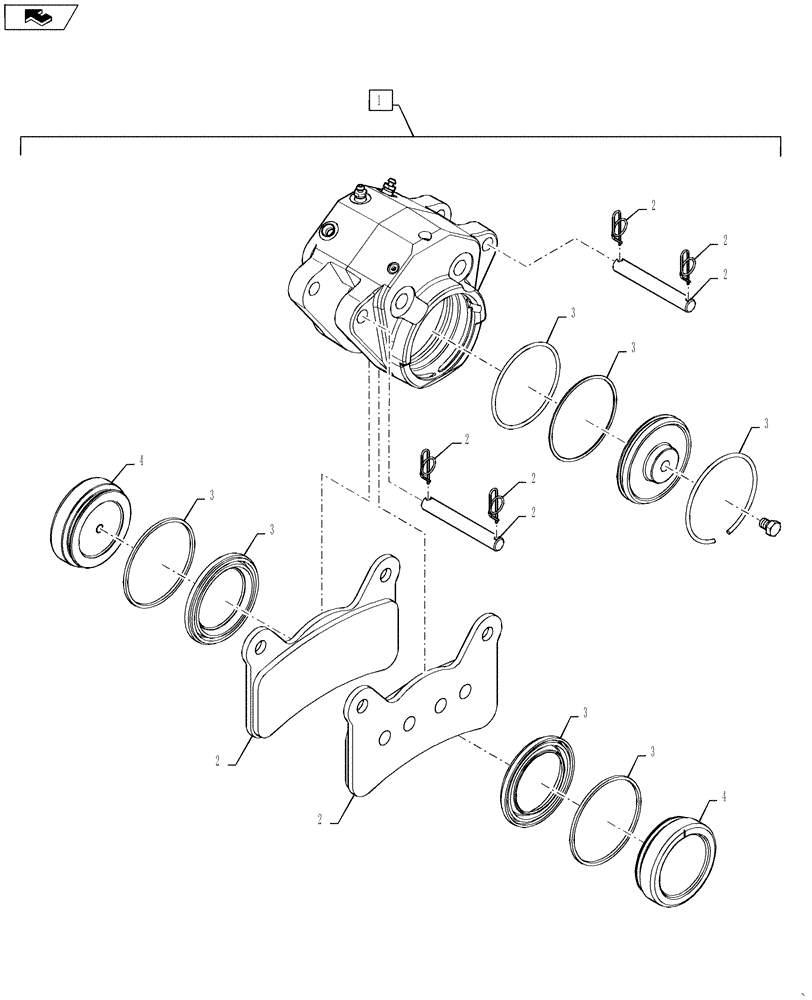 Схема запчастей Case IH TITAN 3030 - (33.300.03[03]) - BRAKE CALIPER ASSEMBLY, SN YCT033001 AND AFTER (33) - BRAKES & CONTROLS