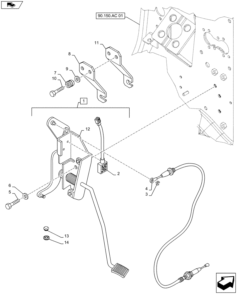 Схема запчастей Case IH MAXXUM 110 - (10.220.AA[02]) - VAR - 330247, 743766, 330291, 743764, 335245, 743673 - ACCELERATOR PEDAL (10) - ENGINE