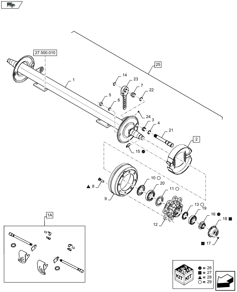Схема запчастей Case IH LB324P - (27.500.040) - TANDEM AXLE, PNEUMATIC BRAKES (27) - REAR AXLE SYSTEM