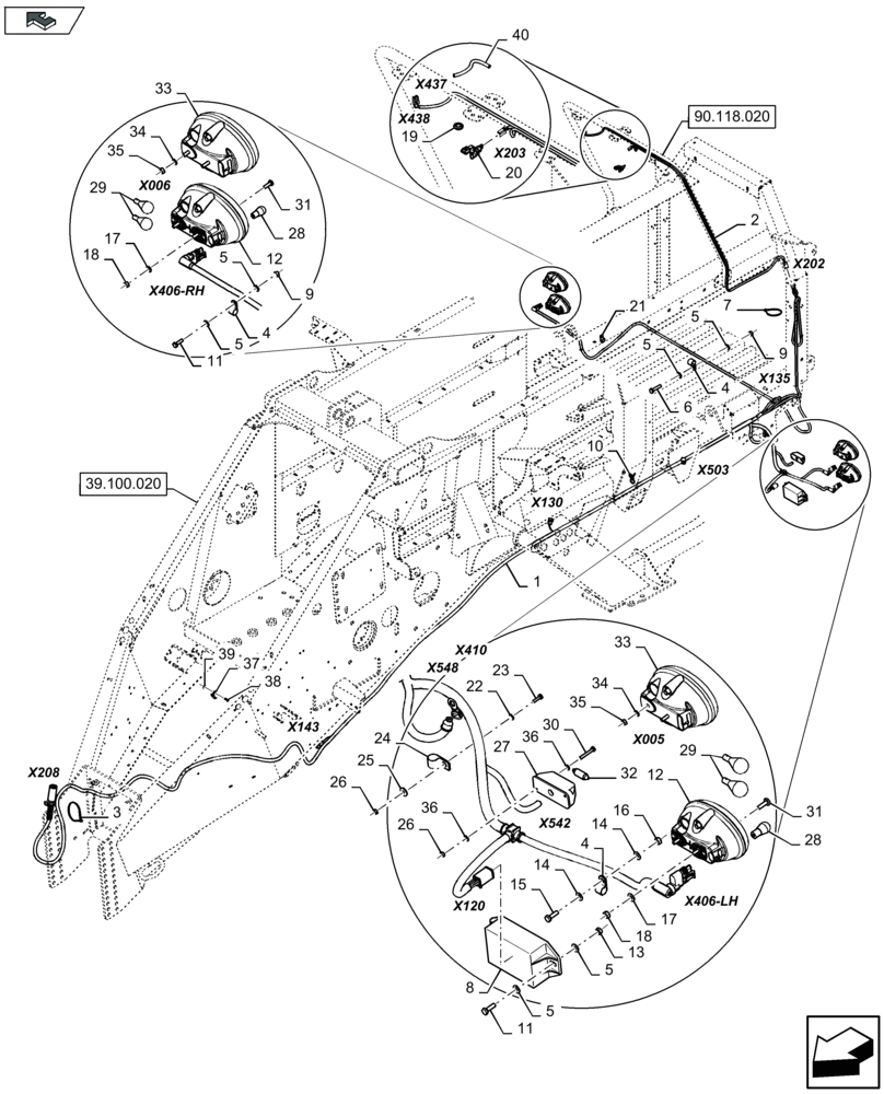 Схема запчастей Case IH LB324P - (55.511.030) - ROAD LIGHTS - FOR NA ONLY - C136 (55) - ELECTRICAL SYSTEMS
