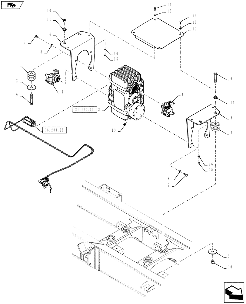 Схема запчастей Case IH TITAN 3030 - (21.120.01) - AUXILARY TRANSMISSION MOUNTING (21) - TRANSMISSION
