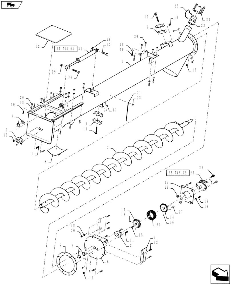 Схема запчастей Case IH 810 - (78.110.02.AA[02]) - MAIN AUGER, 8", SN YCT033001 AND AFTER (78) - SPRAYING