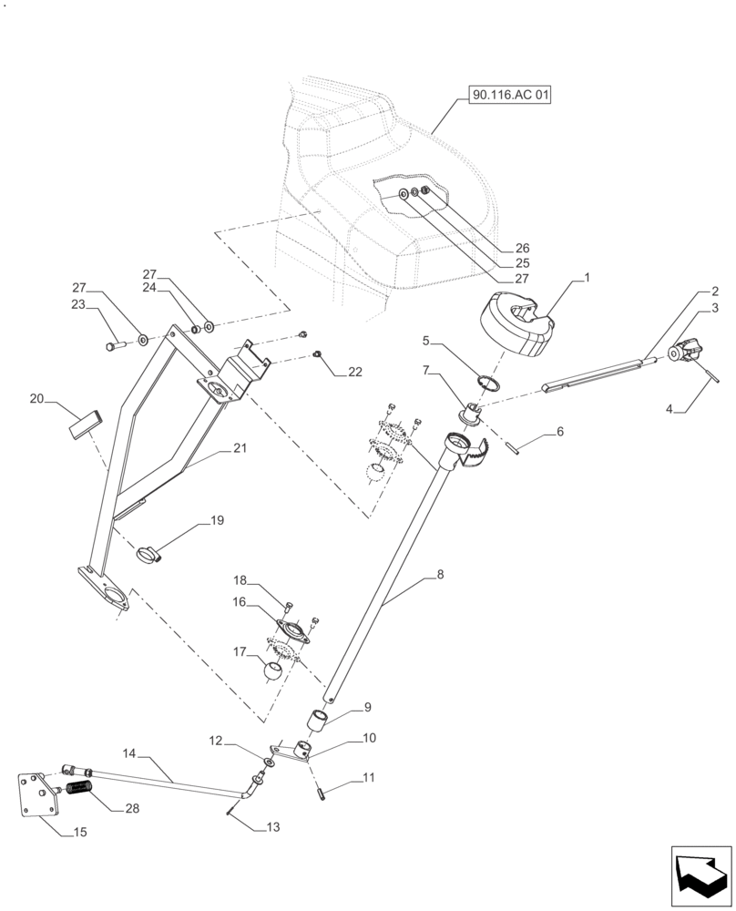 Схема запчастей Case IH FARMALL 110A - (37.108.AC[01]) - VAR 330845 - LIFT CONTROL (37) - HITCHES, DRAWBARS & IMPLEMENT COUPLINGS