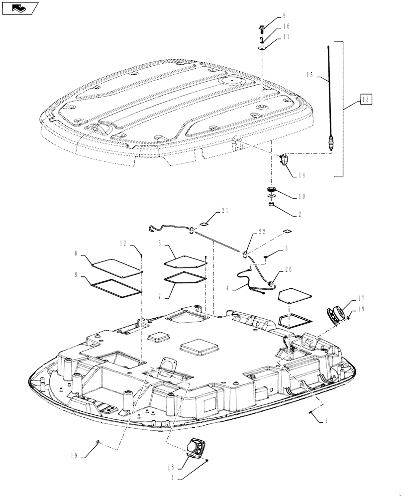 Схема запчастей Case IH STEIGER 400 - (55.512.AA[01]) - SPEAKER AND ANTENNA (55) - ELECTRICAL SYSTEMS