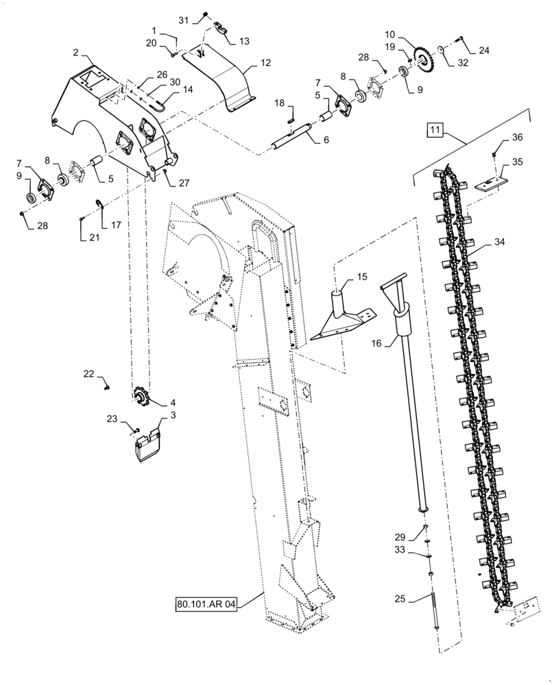 Схема запчастей Case IH 5140 - (80.101.AR[02]) - VAR 722632 - GRAIN ELEVATOR HOUSING, HEAD (80) - CROP STORAGE/UNLOADING