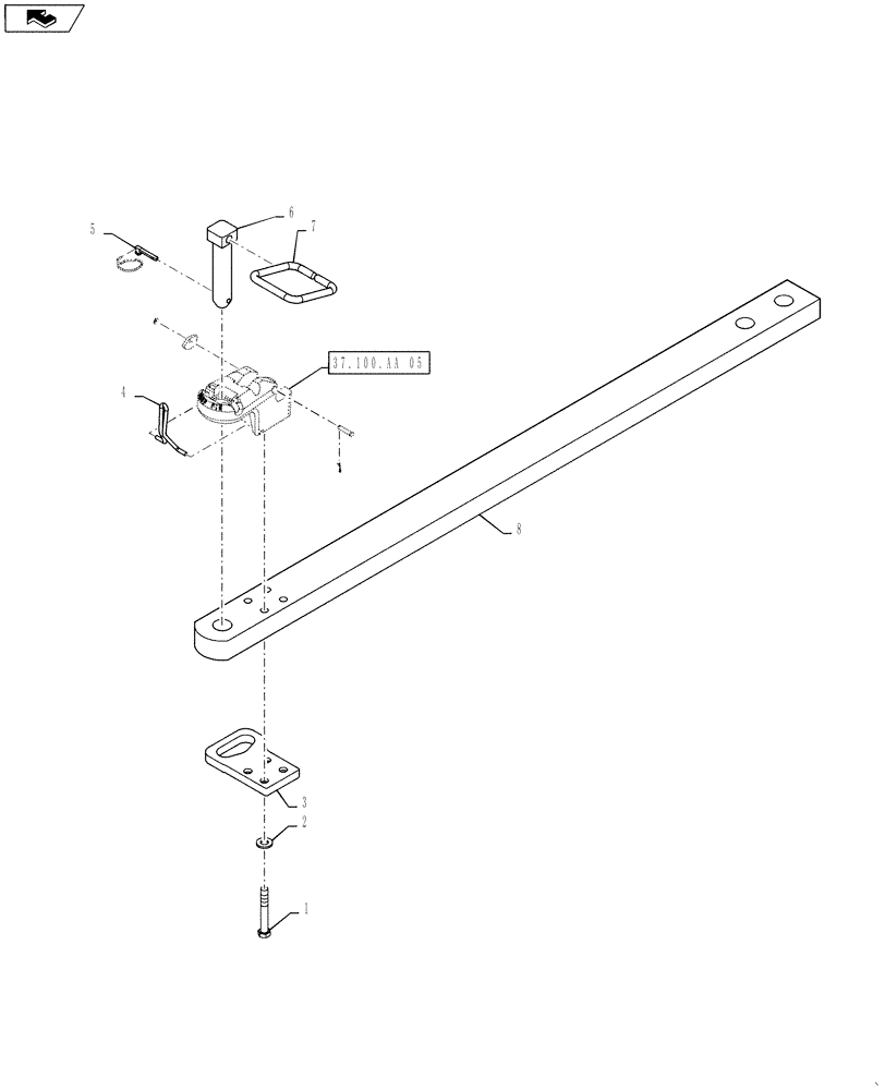 Схема запчастей Case IH STEIGER 500 - (37.100.AA[04]) - DRAWBAR - ASSY (37) - HITCHES, DRAWBARS & IMPLEMENT COUPLINGS