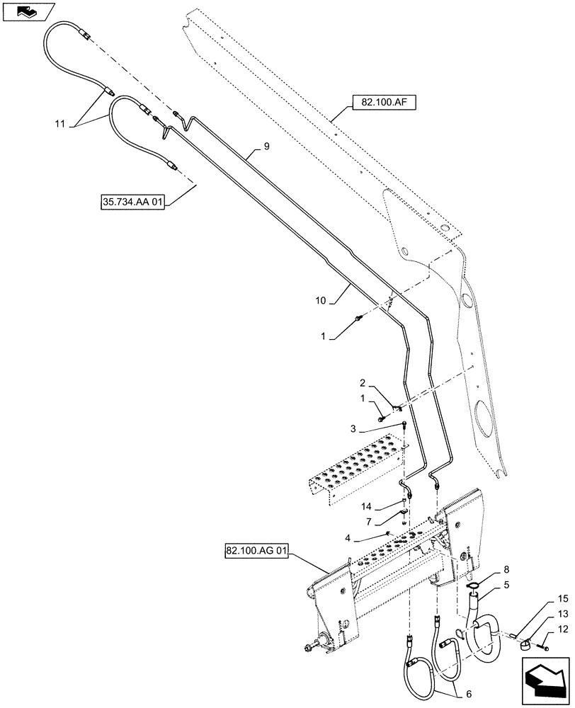 Схема запчастей Case IH SR220 - (35.734.AA[02]) - HYDRAULIC COUPLER BOOM ARM PLUMBING (35) - HYDRAULIC SYSTEMS