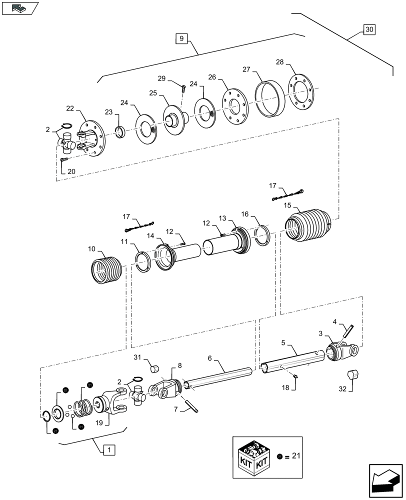 Схема запчастей Case IH 3050-30FT - (58.100.111) - POWER TAKE-OFF - F956103 (58) - ATTACHMENTS/HEADERS