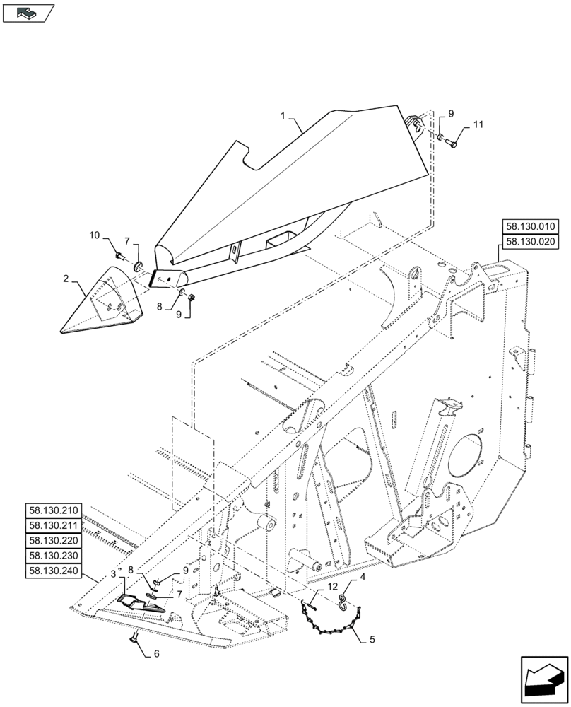 Схема запчастей Case IH 3050-20FT - (58.130.380) - CROP DIVIDER - LH (58) - ATTACHMENTS/HEADERS