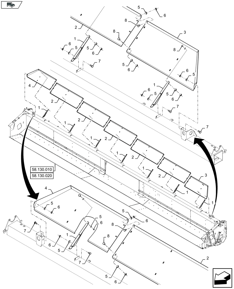 Схема запчастей Case IH 3050-35FT - (58.130.310) - BACKSHEET EXTENSION - C909 (58) - ATTACHMENTS/HEADERS