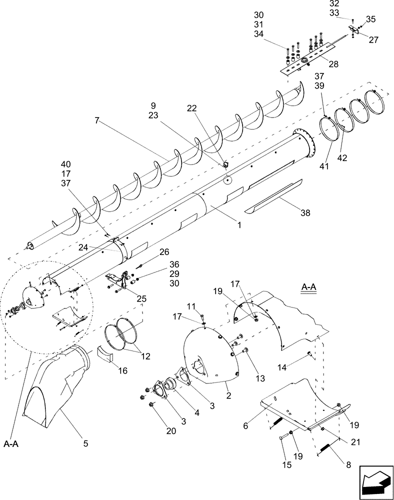 Схема запчастей Case IH 7130 - (80.180.AU[02]) - UNLOADER TUBE ASSEMBLY, 21 FEET (80) - CROP STORAGE/UNLOADING