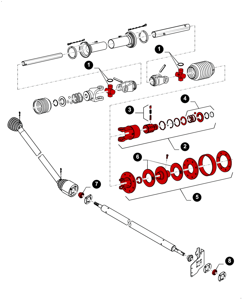 Схема запчастей Case IH 3050-22FT - (05.100.04[06]) - MAINTENANCE PARTS, DRIVE SHAFTS (05) - SERVICE & MAINTENANCE