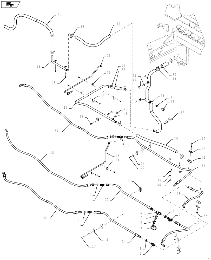 Схема запчастей Case IH STEIGER 500 - (35.733.AA[02]) - AXLE LUBRICATION - 315 / 425 AXLE SERIES - CENTER SECTION - W/O DIFF LOCK (35) - HYDRAULIC SYSTEMS
