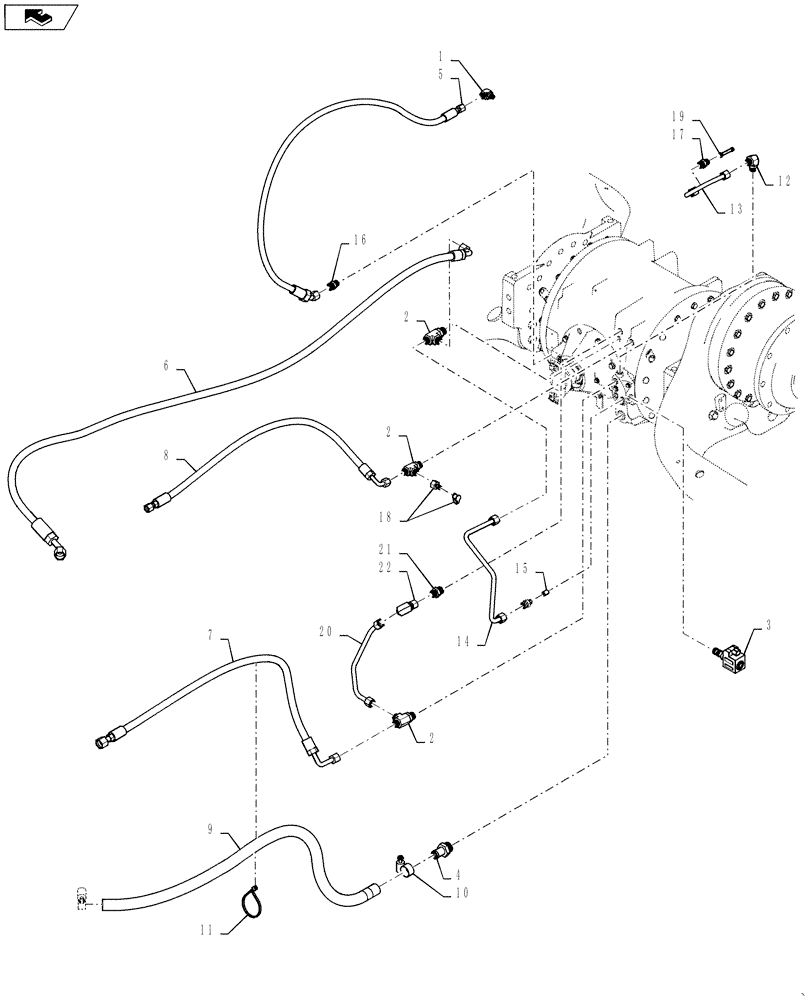 Схема запчастей Case IH STEIGER 500 - (35.733.AA[06]) - REAR AXLE LUBRICATION - 315 / 425 AXLE SERIES - W/DIFF LOCK (35) - HYDRAULIC SYSTEMS