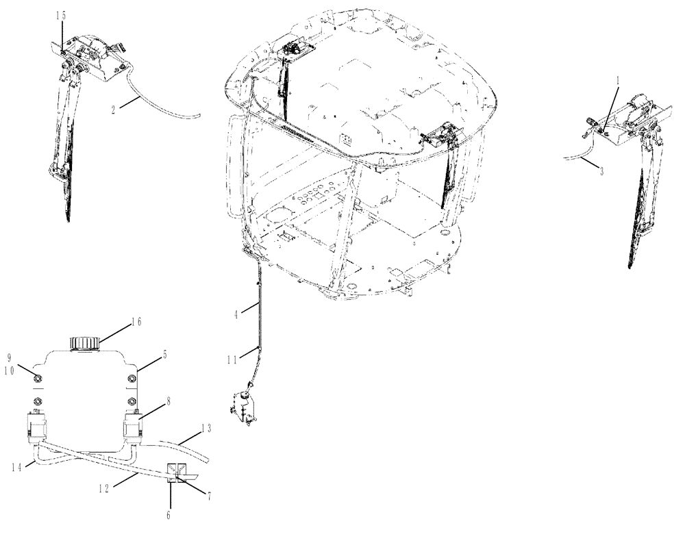 Схема запчастей Case IH STEIGER 400 - (55.518.AZ[02]) - WINDSHIELD WIPER - ASSY INSTALLATION (55) - ELECTRICAL SYSTEMS