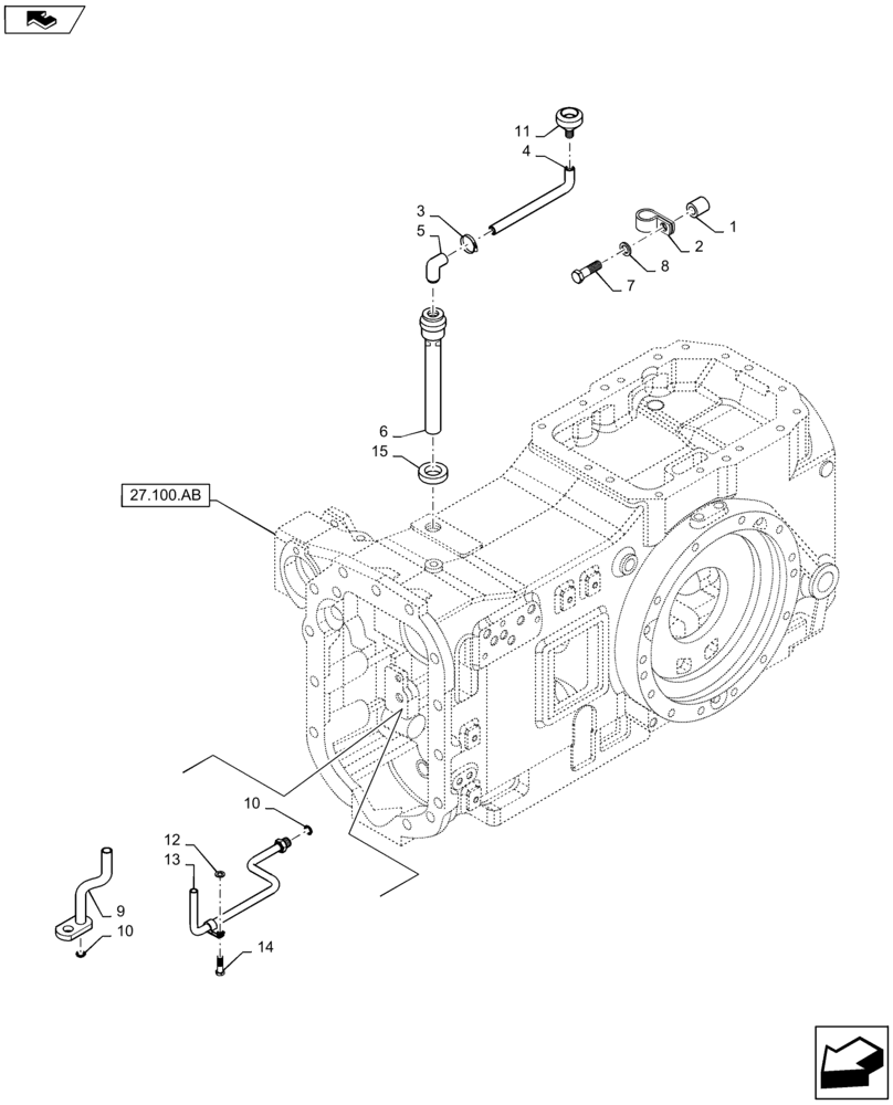 Схема запчастей Case IH MAXXUM 115 - (27.100.AI [01]) - VAR - 330247, 743766, 330291, 743764, 331970, 331908, 330909, 331909, 743811, 331920 + STD TRANSMISSION 16X16 AND 17X16 (40 KM/H), SPS - REAR AXLE HOUSING, INNER PIPES AND BREATHERS (27) - REAR AXLE 