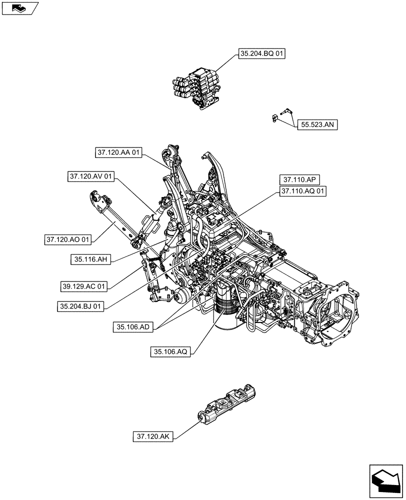 Схема запчастей Case IH MAXXUM 140 - (00.000.35) - PICTORIAL INDEX - HYDRAULIC SYSTEMS (00) - GENERAL & PICTORIAL INDEX