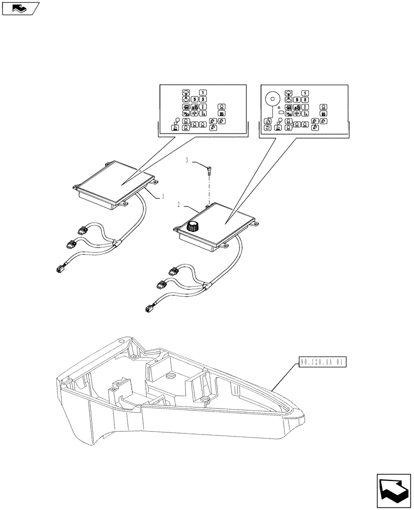 Схема запчастей Case IH STEIGER 400 - (55.130.AM[01]) - 3 POINT HITCH - INTERGRATED CONTROL PANEL (ICP) (55) - ELECTRICAL SYSTEMS