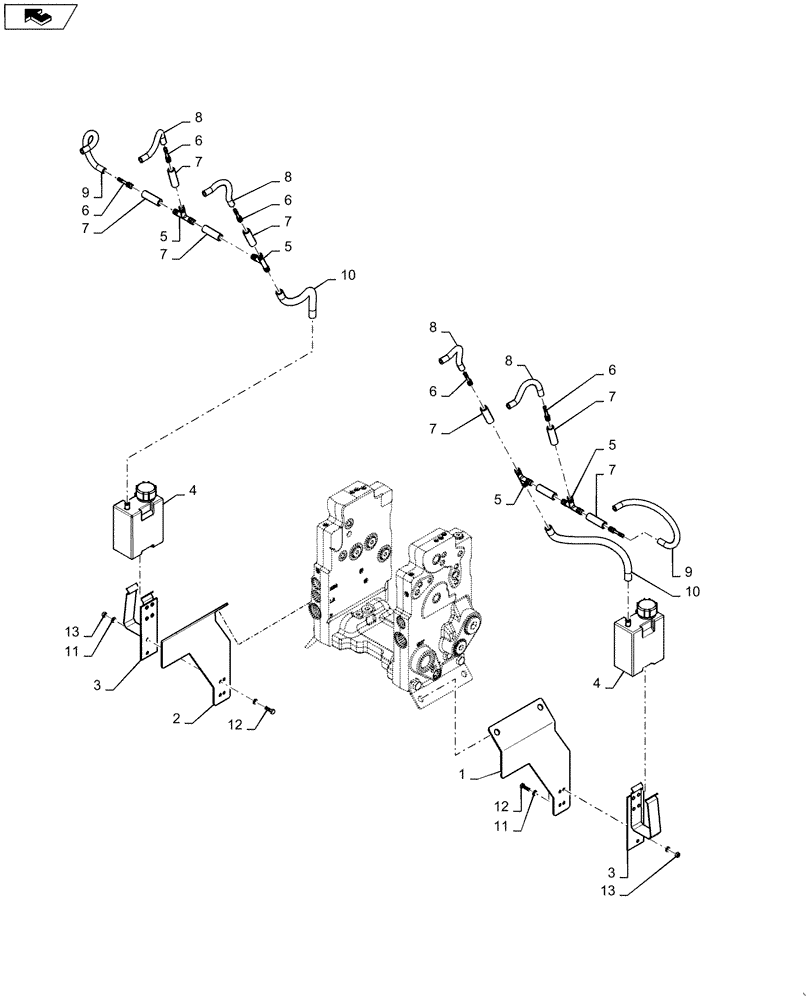 Схема запчастей Case IH STEIGER 500 - (35.204.BQ[22]) - AUXILIARY CONTROL VALVE - DRAIN BOTTLES - 4, 6, & 8 SPOOL (35) - HYDRAULIC SYSTEMS