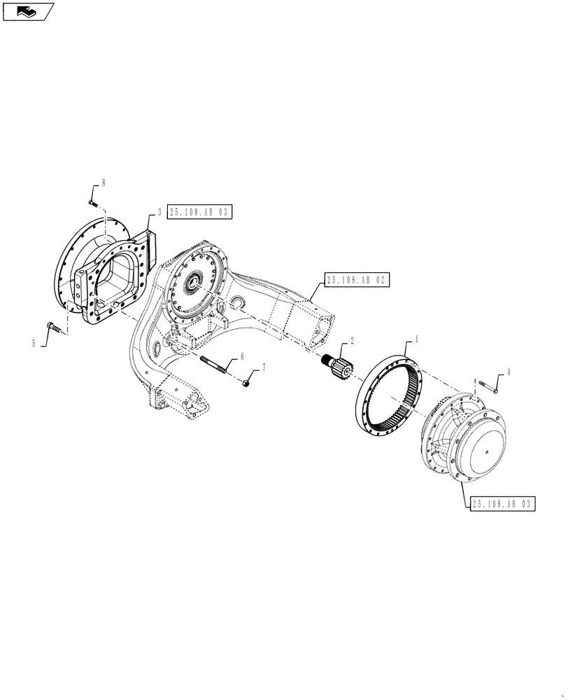 Схема запчастей Case IH STEIGER 500 - (27.120.AI[01]) - REAR AXLE ASSY - FINAL DRIVE ASSY. - UPBOX & SPACER - 80 INCH (27) - REAR AXLE SYSTEM
