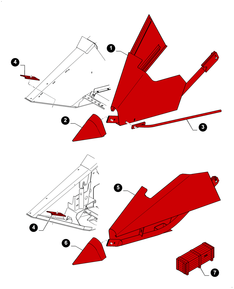Схема запчастей Case IH 3050-20FT - (05.100.04[02]) - MAINTENANCE PARTS, CROP DIVIDERS LH AND RH (05) - SERVICE & MAINTENANCE