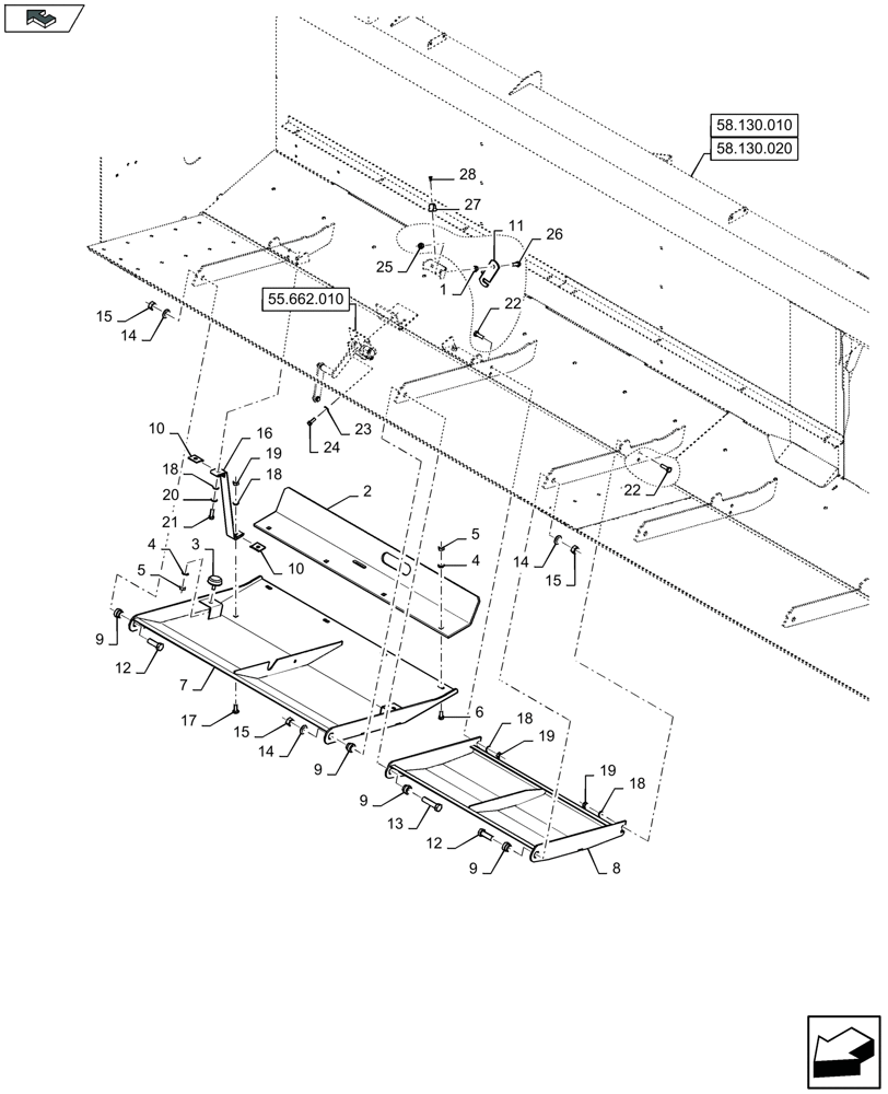 Схема запчастей Case IH 3050-25FT L - (58.130.120) - SKID PLATES, RIGHT-HAND SIDE - C051 (58) - ATTACHMENTS/HEADERS