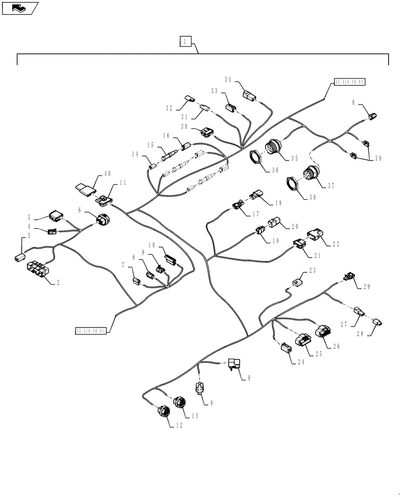 Схема запчастей Case IH STEIGER 500 - (55.510.AB[02]) - HARNESS - MAIN CAB - NORTH AMERICA (55) - ELECTRICAL SYSTEMS